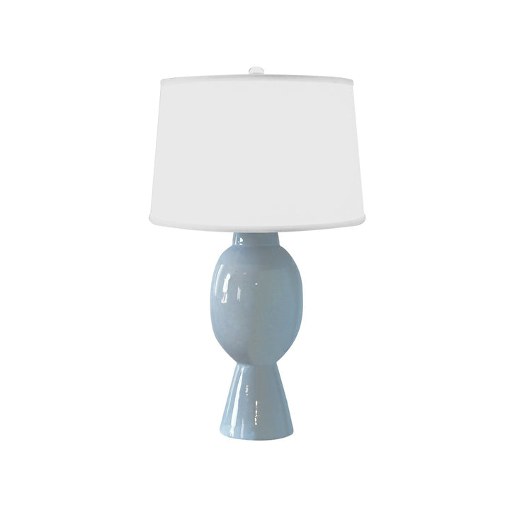 Dover - Tall Bulb Shape Ceramic Table Lamp With White Linen Shade In Light Blue