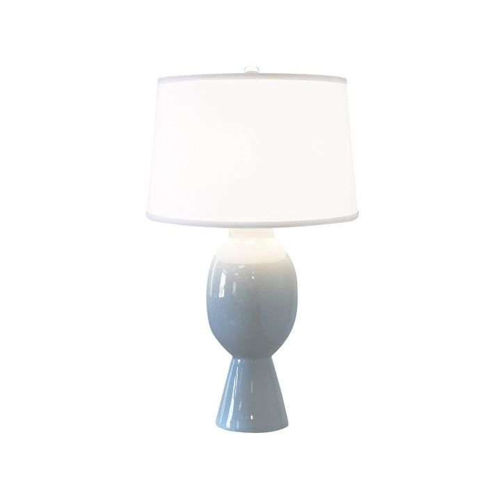 Dover - Tall Bulb Shape Ceramic Table Lamp With White Linen Shade In Light Blue