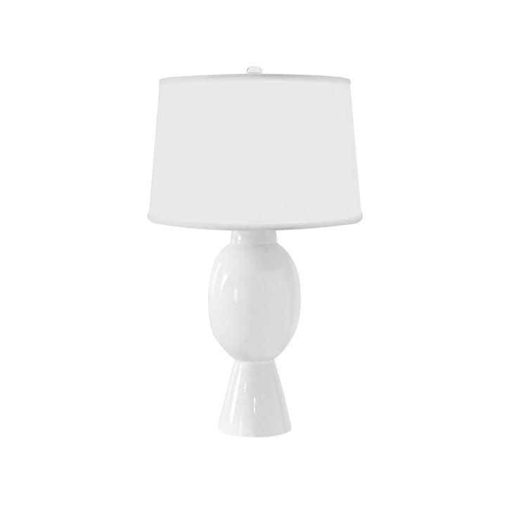 Dover - Tall Bulb Shape Ceramic Table Lamp With White Linen Shade In White