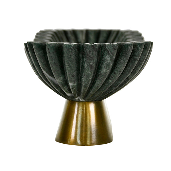 Drago Oval Fluted Green Marble Bowl