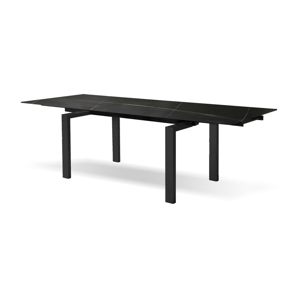 Dining Tables Cantro Extension Dining Table Shakespeare Black Sintered Stone, Black Powder Coated Steel Base
