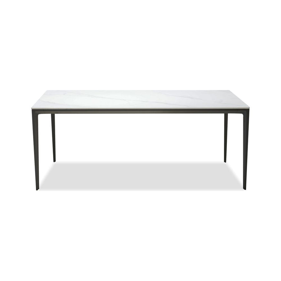 Dining Tables Capri Dining Table White Carrara Ceramic Top, Black Powder Coated Steel Base