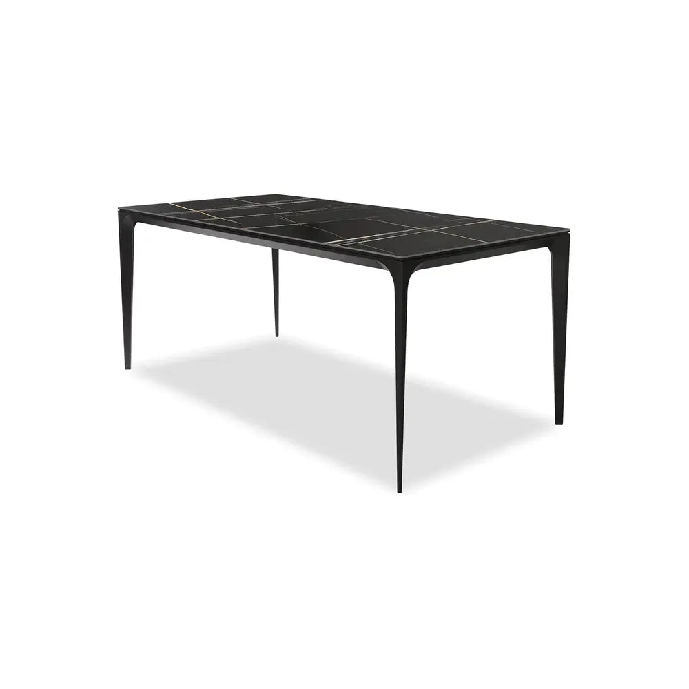Dining Tables Capri Dining Table Safari Black Ceramic Top, Black Powder Coated Steel Base