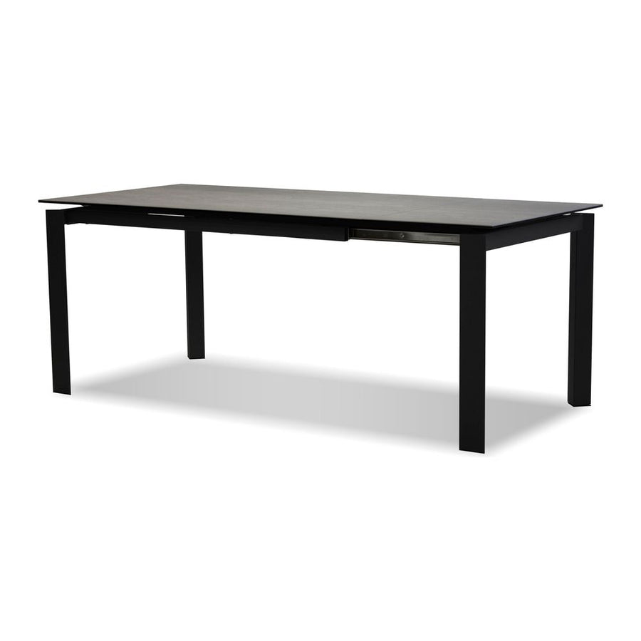 Dining Tables Casper Extension Dining Table Concrete Grey Ceramic Top, Black Powder Coated Steel Base