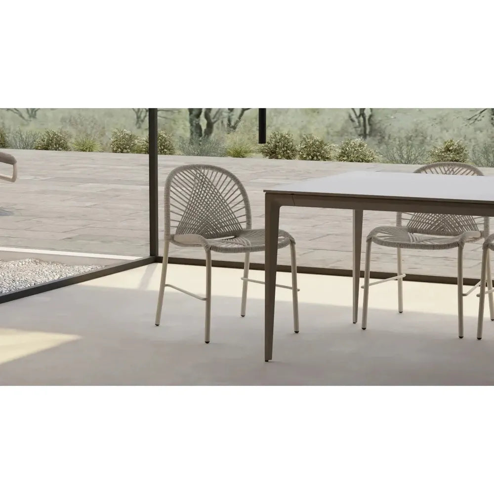 Cayman 86" Dining Table Travertino Ceramic Powder Coated Taupe Legs