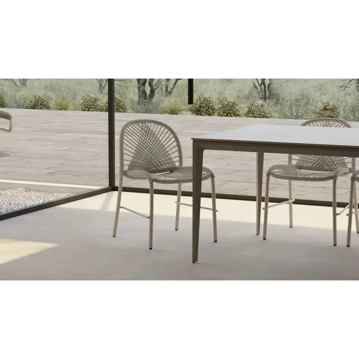 Cayman 86" Dining Table Travertino Ceramic Powder Coated Taupe Legs