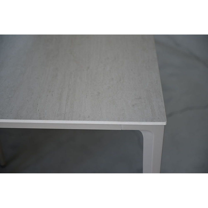 Cayman 94" Dining Table Travertino Ceramic , Powder Coated Taupe Legs / Indoor-Outdoor