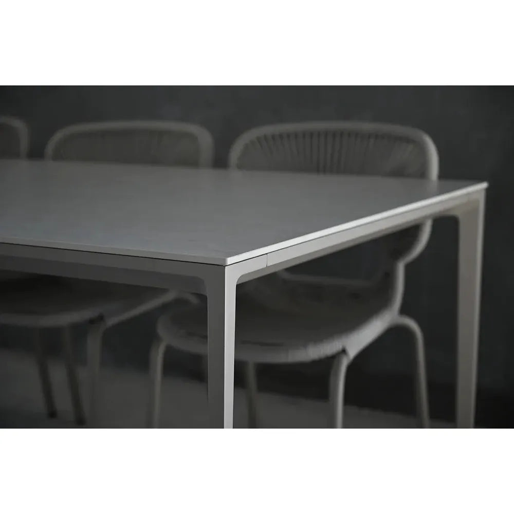 Cayman 86" Dining Table Travertino Ceramic Powder Coated Taupe Legs