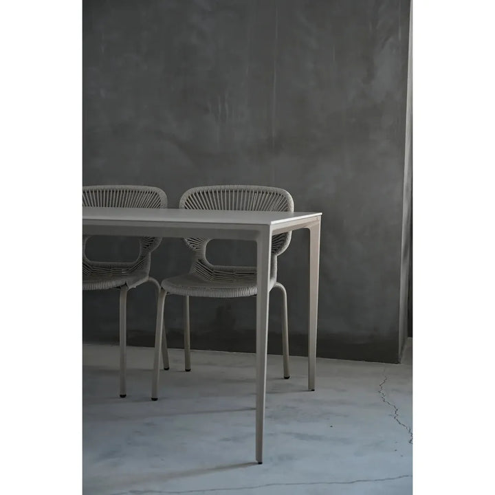 Cayman 86" Dining Table Travertino Ceramic Powder Coated Taupe Legs