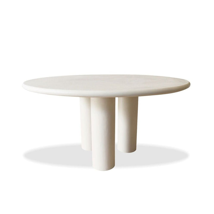 Outdoor Dining Tables Elephant Round Dining Table Ivory Tusk Microskin, Indoor-Outdoor