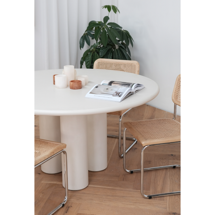 Outdoor Dining Tables Elephant Round Dining Table Ivory Tusk Microskin, Indoor-Outdoor