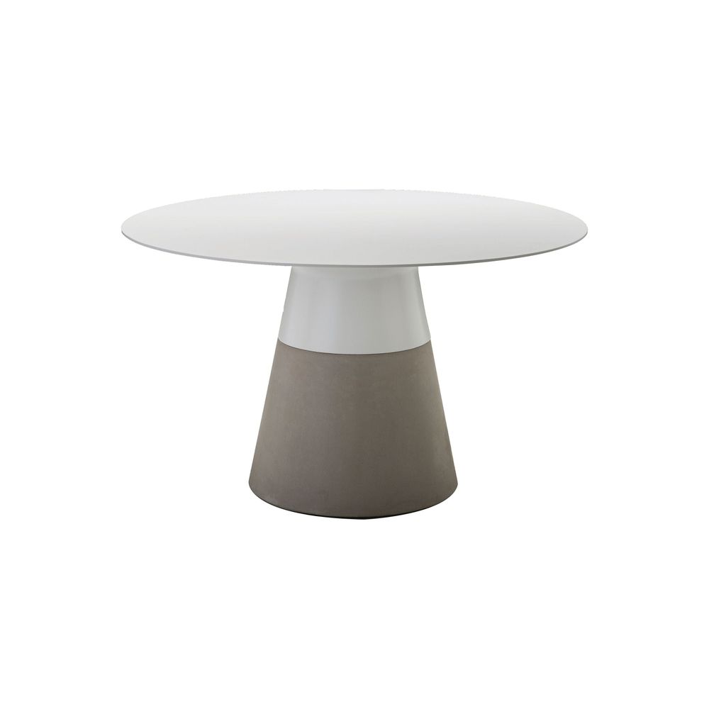 Outdoor Dining Tables Maldives 49" Round Dining Table White Solid Surface, Concrete Base Indoor-Outdoor