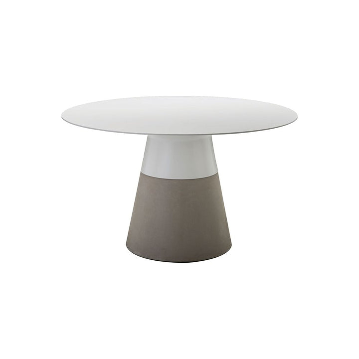 Outdoor Dining Tables Maldives 49" Round Dining Table White Solid Surface, Concrete Base Indoor-Outdoor
