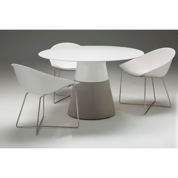 Outdoor Dining Tables Maldives 49" Round Dining Table White Solid Surface, Concrete Base Indoor-Outdoor