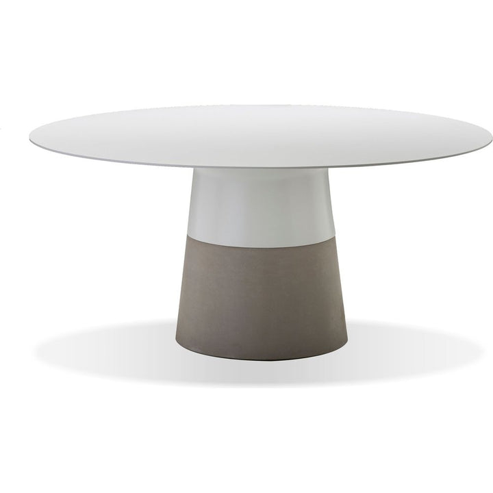 Outdoor Dining Tables Maldives 63" Round Dining Table White Solid Surface, Concrete Base Indoor-Outdoor