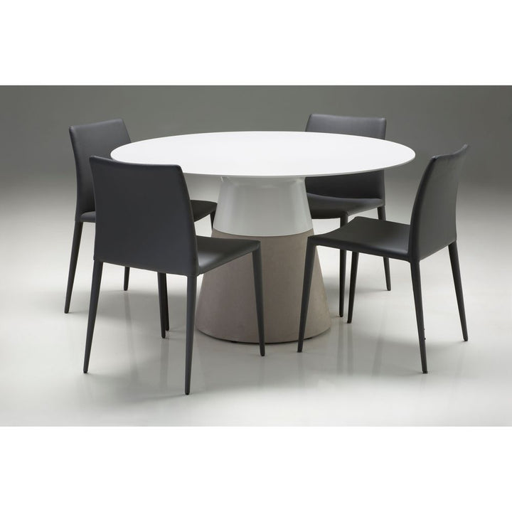 Maldives 63" Round Dining Table White Solid Surface, Concrete Base Indoor-Outdoor