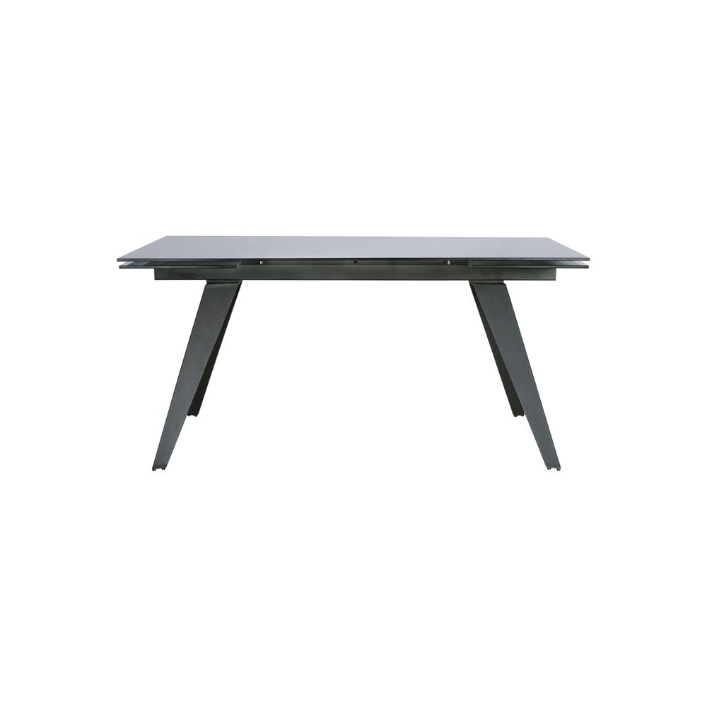 Dining Tables Noire Double Extension Dining Table Smoke Grey Glass Top, Gunmetal Steel Base