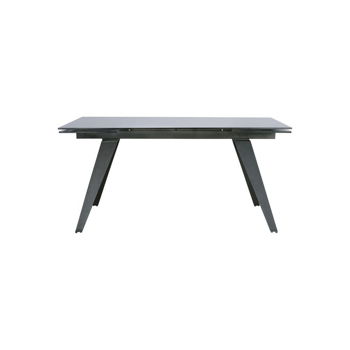 Dining Tables Noire Double Extension Dining Table Smoke Grey Glass Top, Gunmetal Steel Base