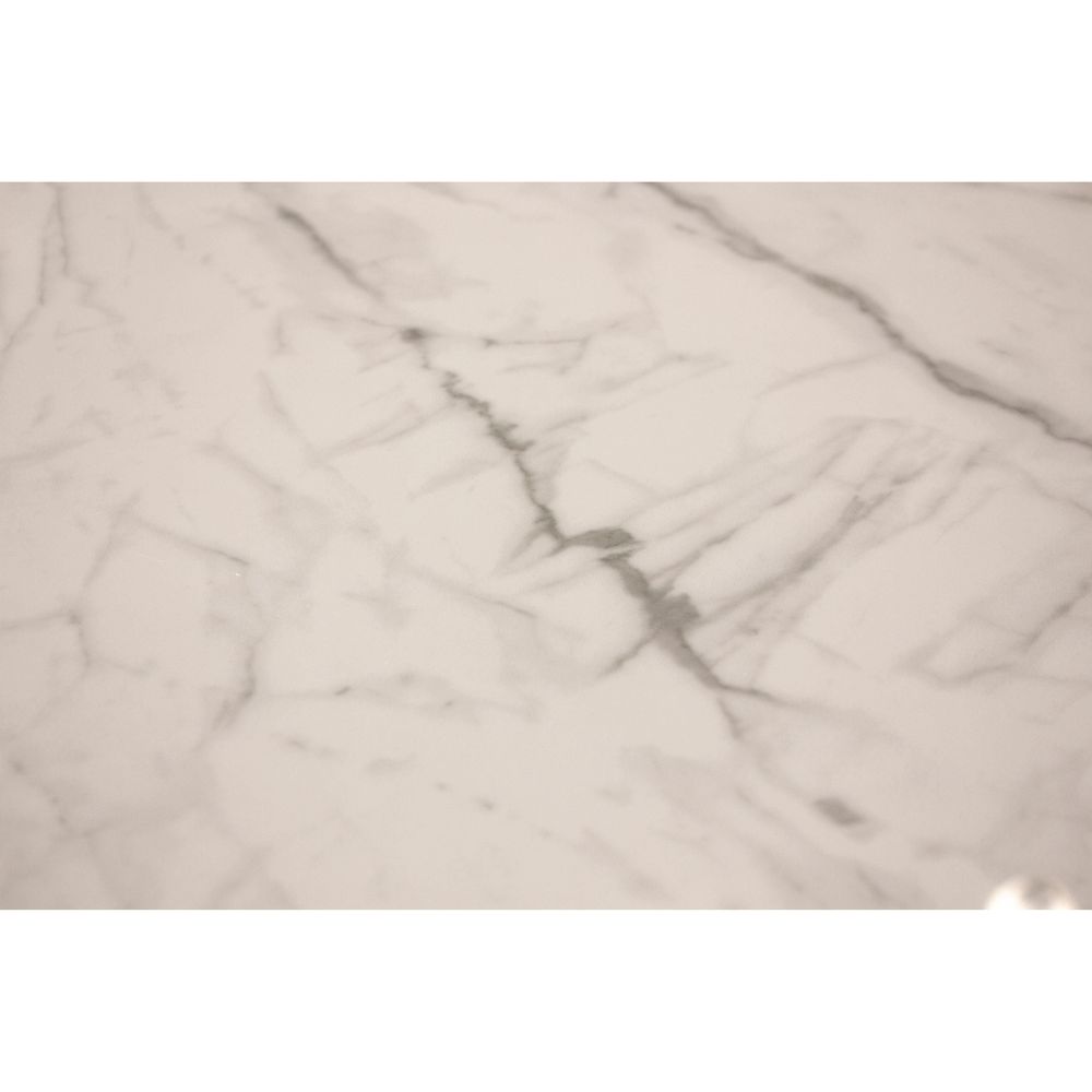 Dining Tables Optic Round Dining Table High Gloss White Ceramic Top, Black Powder Coated Steel Base