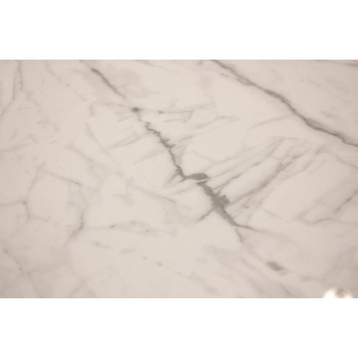 Dining Tables Optic Round Dining Table High Gloss White Ceramic Top, Black Powder Coated Steel Base