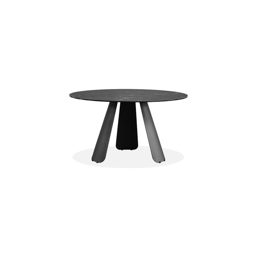Dining Tables Palazzo Round Dining Table Slate Gey Ceramic Top, Black Powder Coated Steel Base