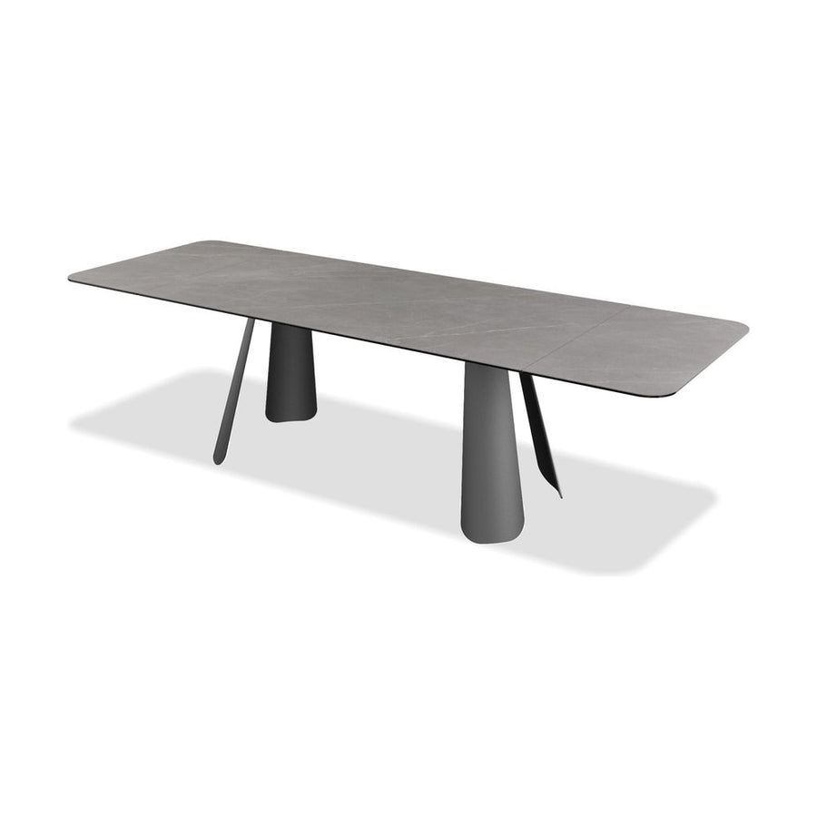 Dining Tables Palazzo Double Extension Dining Table Grey Ceramic Top, Black Powder Coated Steel Base