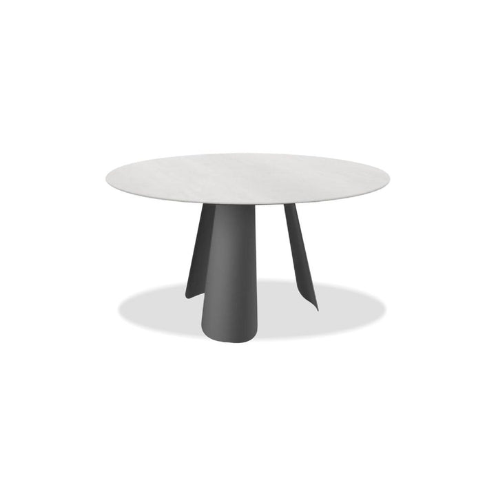 Dining Tables Palazzo Round Dining Table White Ceramic Top, Black Powder Coated Steel Base