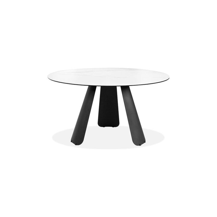 Dining Tables Palazzo Round Dining Table White Ceramic Top, Black Powder Coated Steel Base