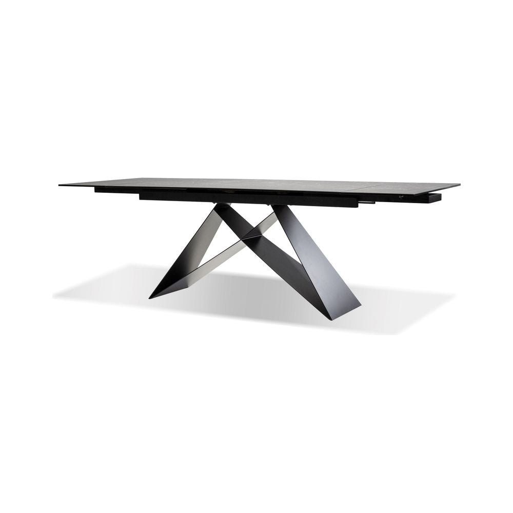 Dining Tables The W Double Extension Dining Table Slate Grey Ceramic Top, Black Powder Coated Steel Base