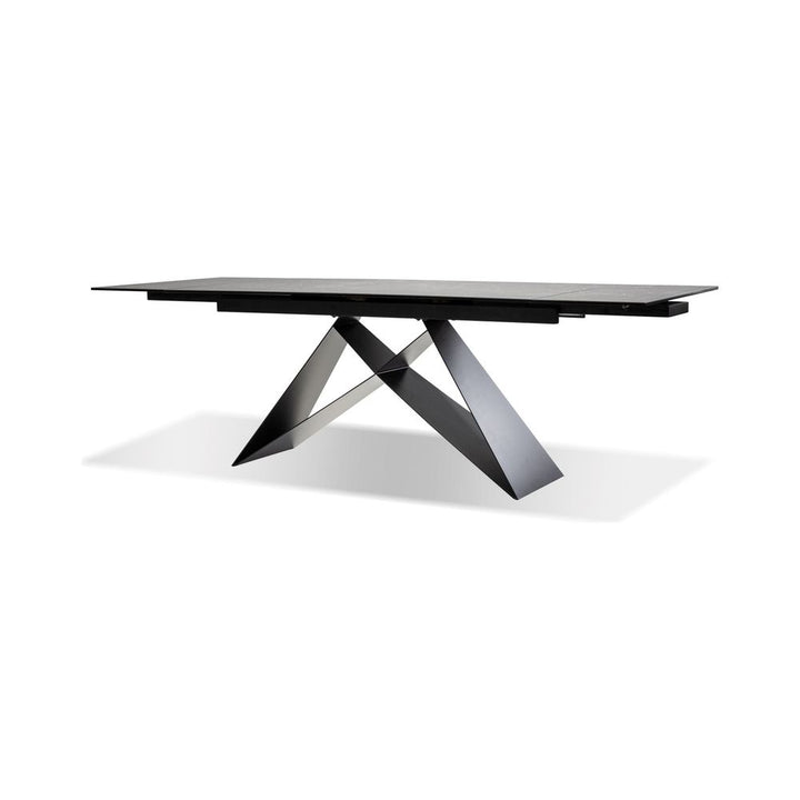 Dining Tables The W Double Extension Dining Table Slate Grey Ceramic Top, Black Powder Coated Steel Base