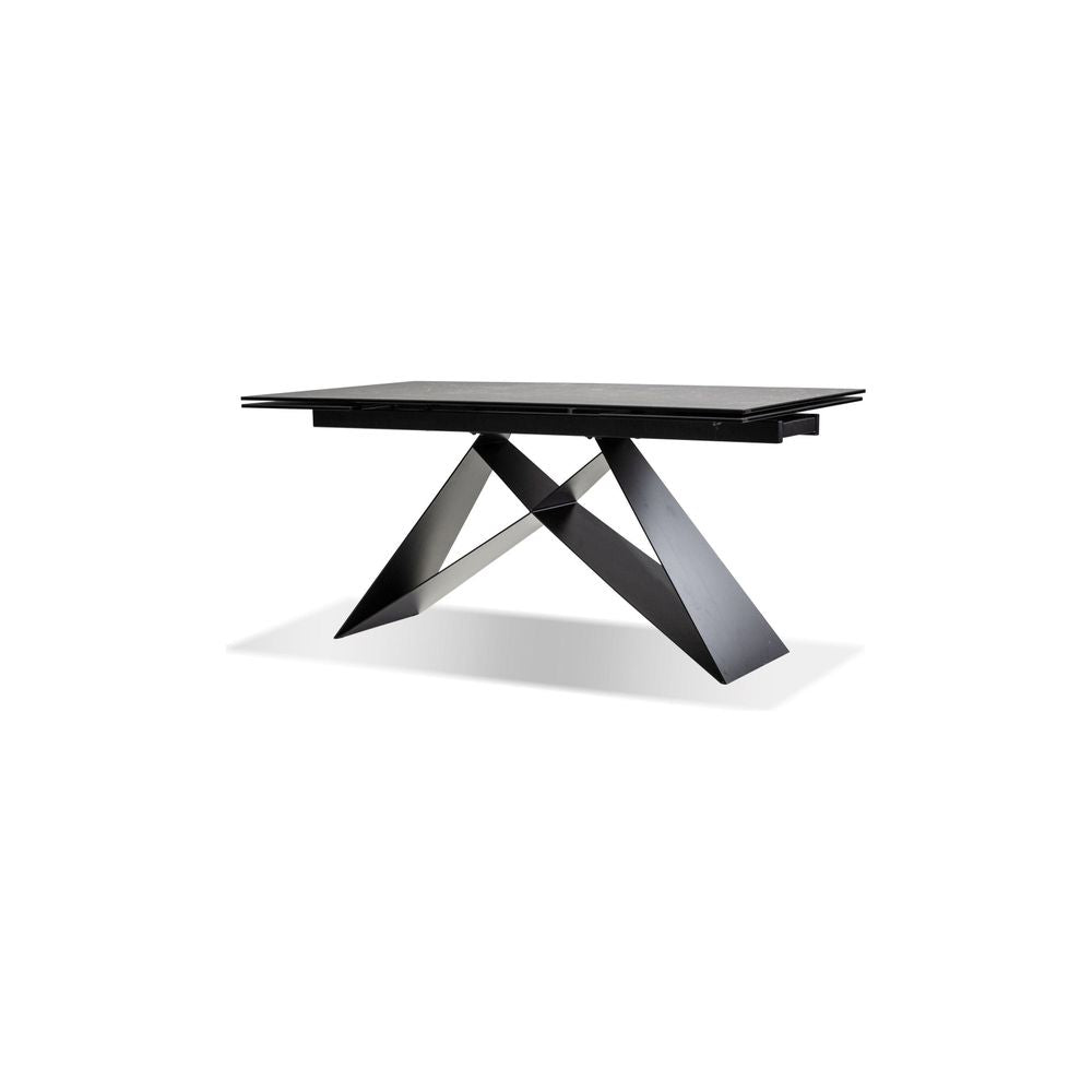 Dining Tables The W Double Extension Dining Table Slate Grey Ceramic Top, Black Powder Coated Steel Base
