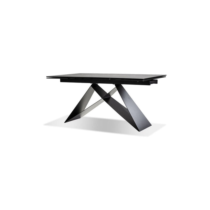 Dining Tables The W Double Extension Dining Table Slate Grey Ceramic Top, Black Powder Coated Steel Base