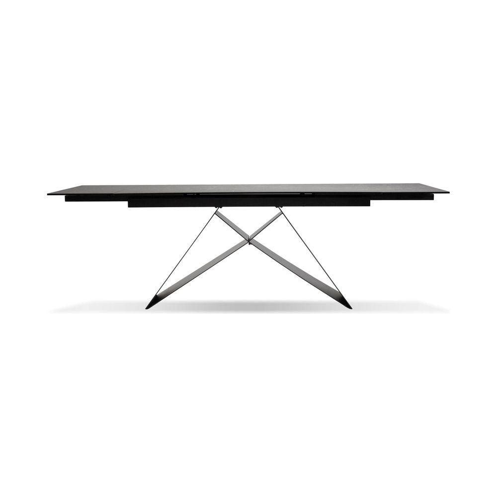 Dining Tables The W Double Extension Dining Table Slate Grey Ceramic Top, Black Powder Coated Steel Base