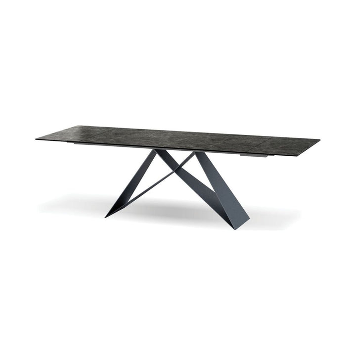 Dining Tables The W Double Extension Dining Table Slate Grey Ceramic Top, Black Powder Coated Steel Base