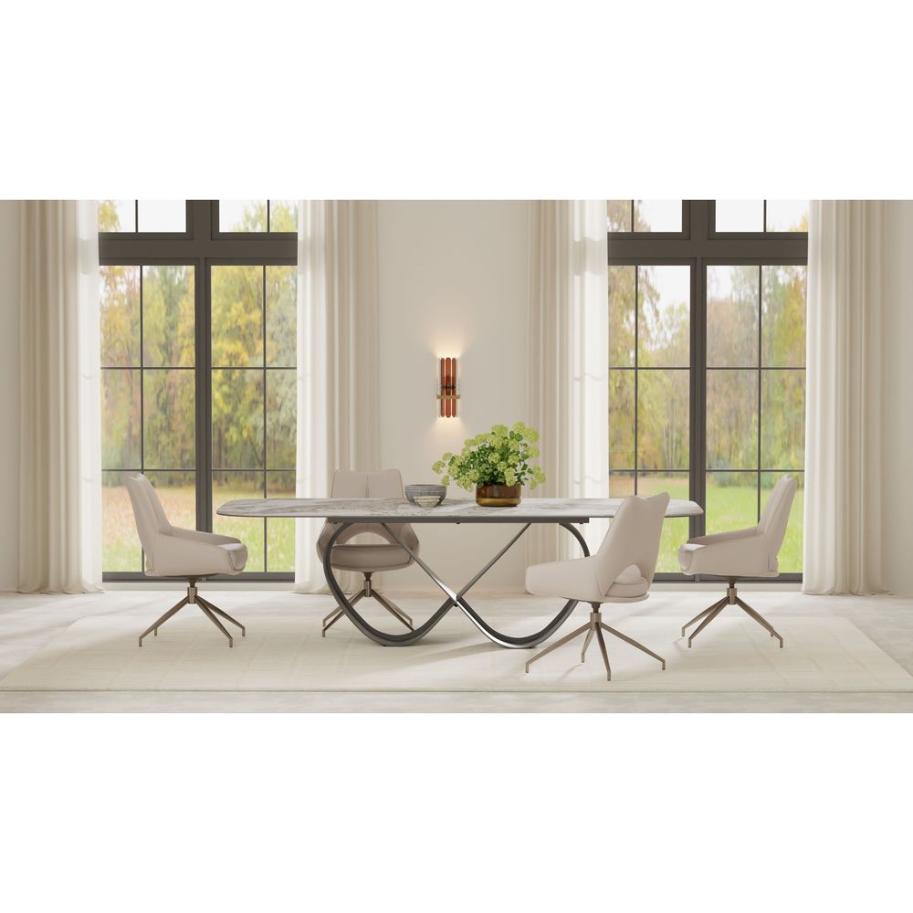 Dining Tables Wave 103" Dining Table Magellano Ceramic Top Black Powder Coated Steel Base
