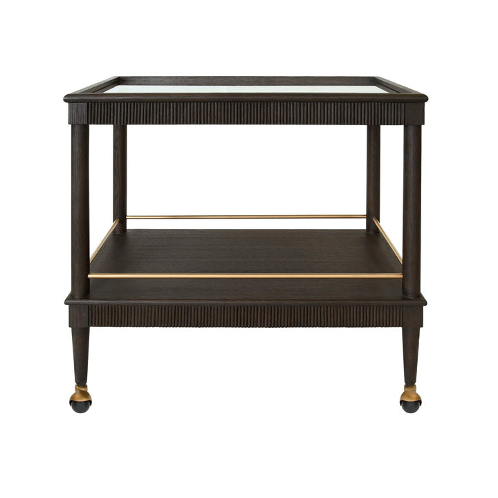 Dublin - Classic Bar Cart With Fluted Detail In Espresso Oak