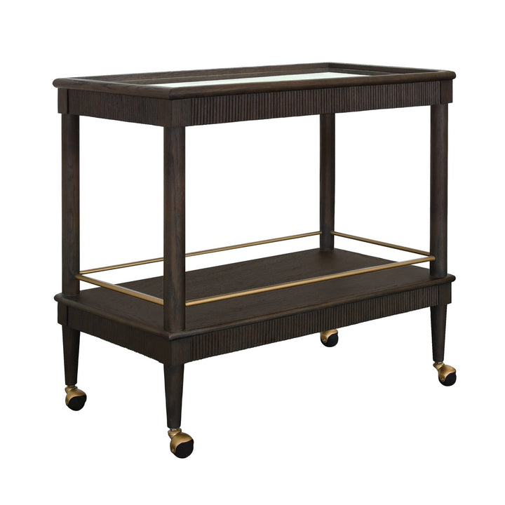 Dublin - Classic Bar Cart With Fluted Detail In Espresso Oak