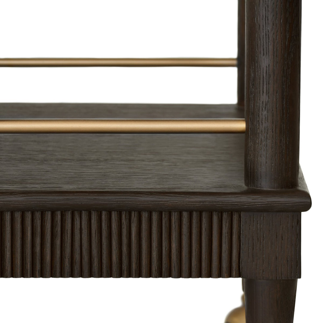 Dublin - Classic Bar Cart With Fluted Detail In Espresso Oak