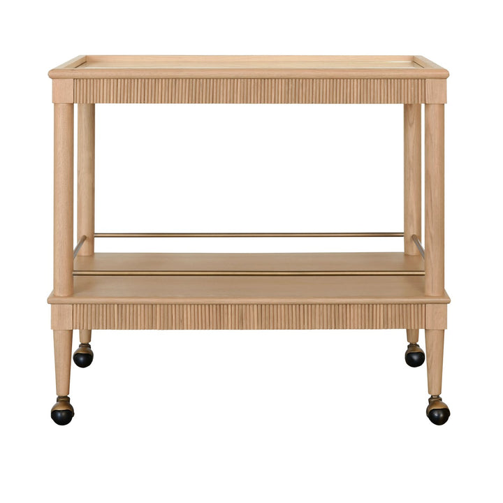 Dublin - Classic Bar Cart With Fluted Detail In Natural Oak