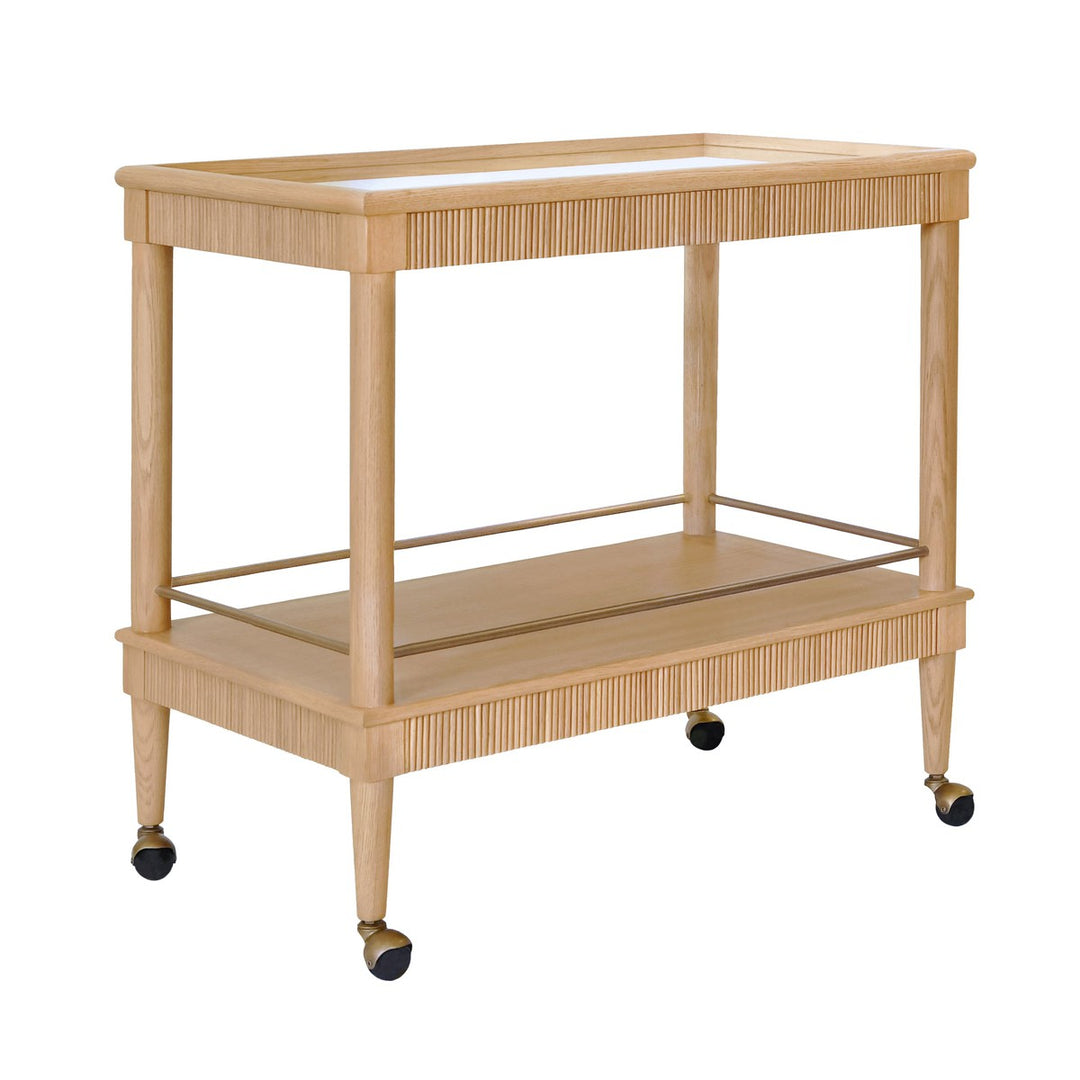 Dublin - Classic Bar Cart With Fluted Detail In Natural Oak