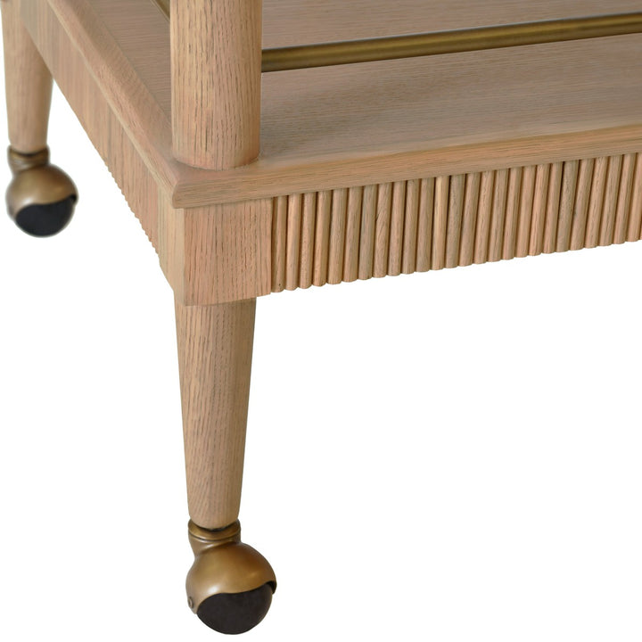 Dublin - Classic Bar Cart With Fluted Detail In Natural Oak