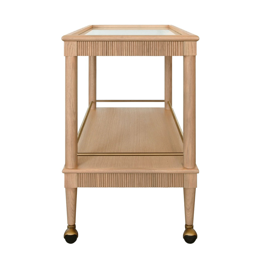 Dublin - Classic Bar Cart With Fluted Detail In Natural Oak