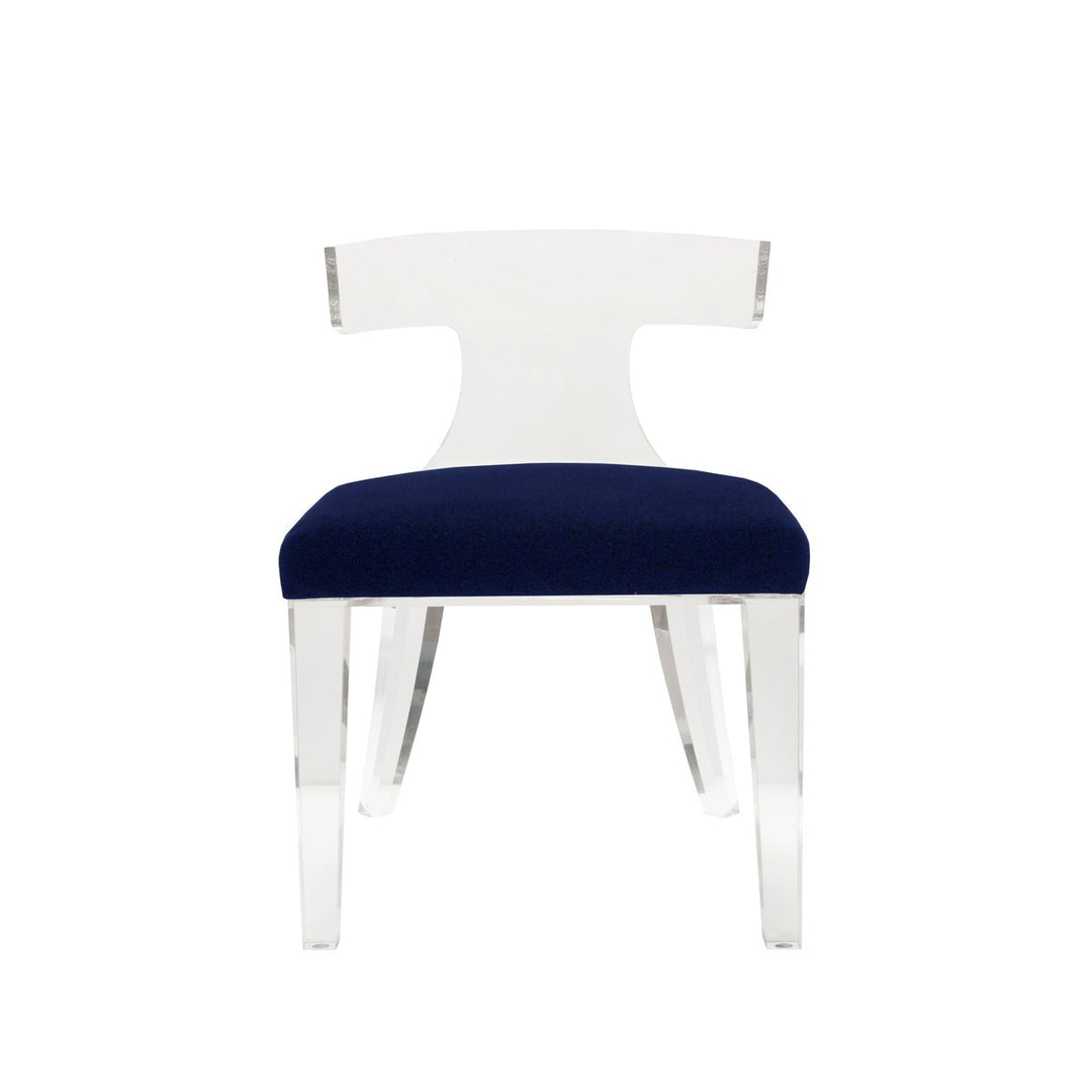 Duke - Acrylic Klismos Chair With Navy Velvet Cushion