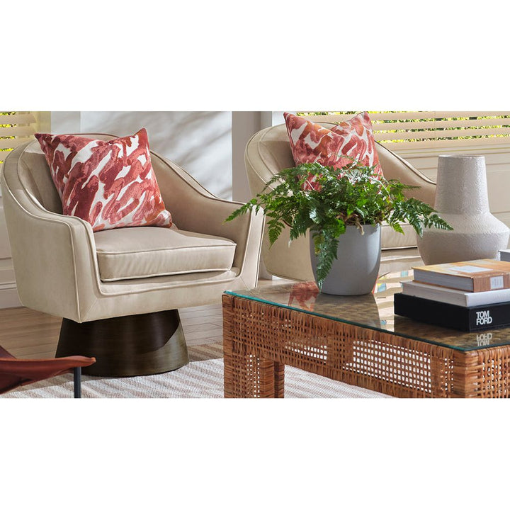 Charlie - Wide Leg Rattan Coffee Table With Glass Top