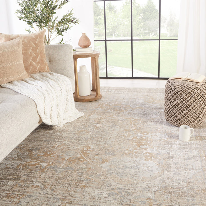 Vibe by Jaipur Living Aubin Medallion Beige/ White Area Rug (8'10"X12'7")