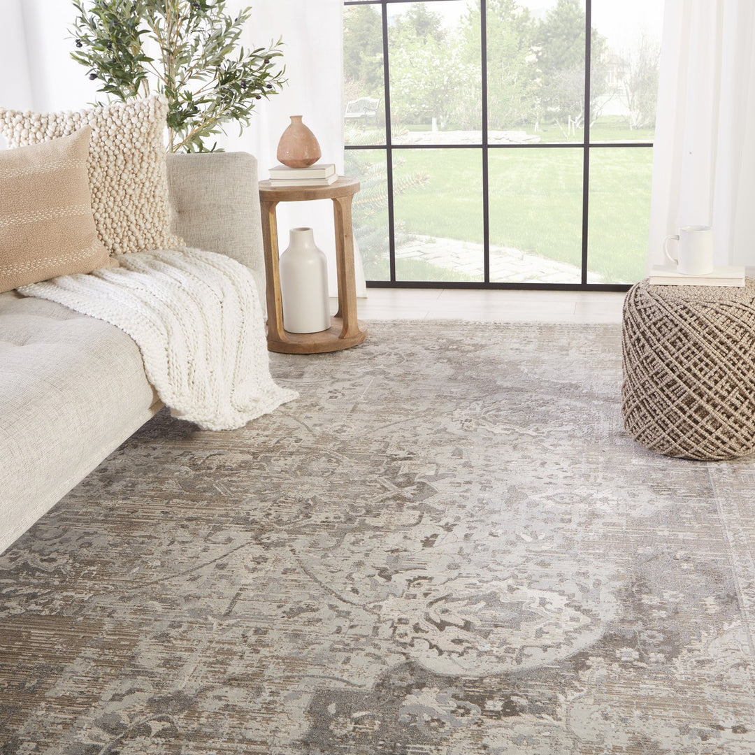 Vibe by Jaipur Living Ginevra Medallion Gray/ Ivory Area Rug (8'10"X12'7")