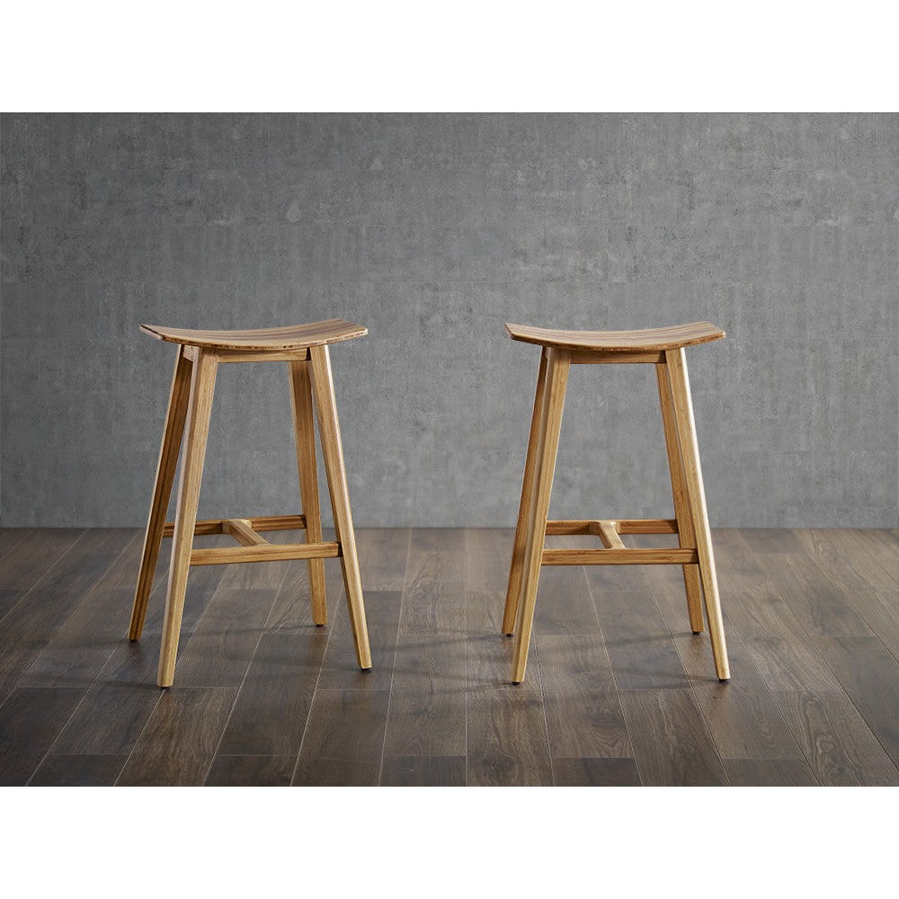 Tigris Counter Height Stool - Caramelized With Exotic Tiger Inlay - (Set of 2)