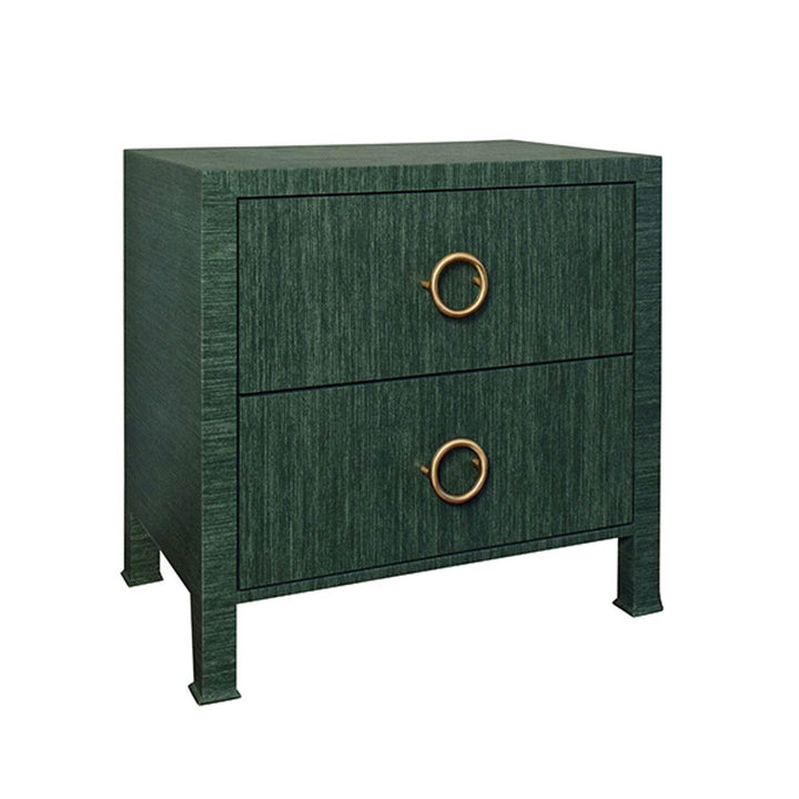 Dressers & Chests Edelman Two Drawer Side Table In Dyed Green Grasscloth