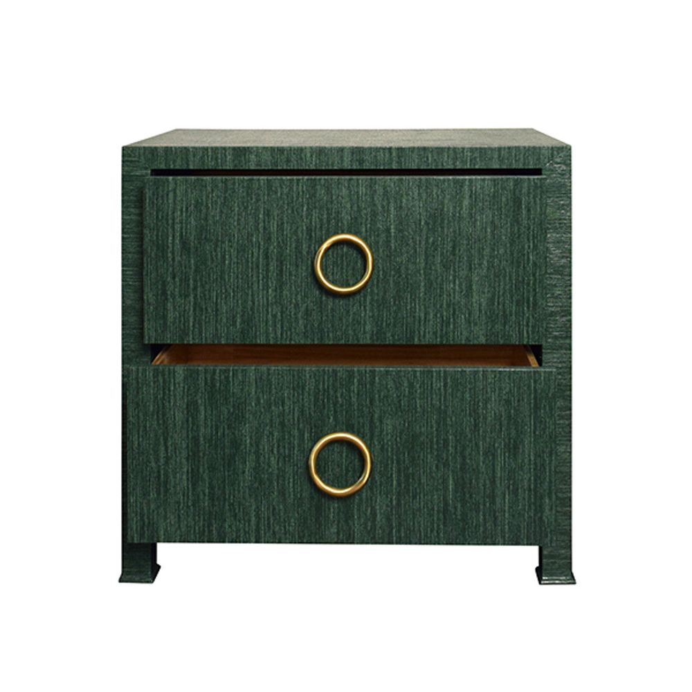 Dressers & Chests Edelman Two Drawer Side Table In Dyed Green Grasscloth
