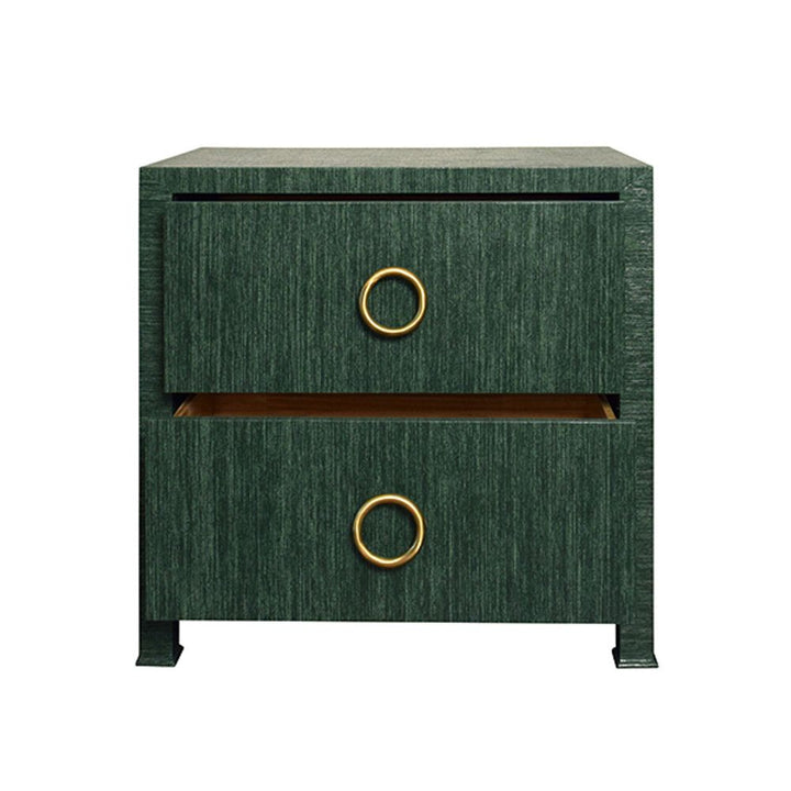Dressers & Chests Edelman Two Drawer Side Table In Dyed Green Grasscloth